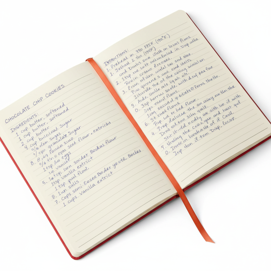 Open field notebook with red binding on a white background